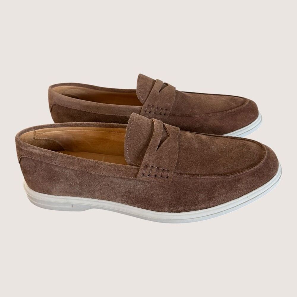 Peter Millar Excursionist Suede Penny Loafer Sneaker Mens 8M Brown Crown Crafted